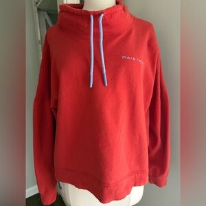 Peace Love World Red Sweatshirt with Blue Accents